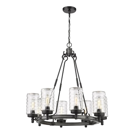 Z-Lite Tahoe 8 Light Outdoor Pendant, Ashen Barnboard & Clear 588-8ABB
